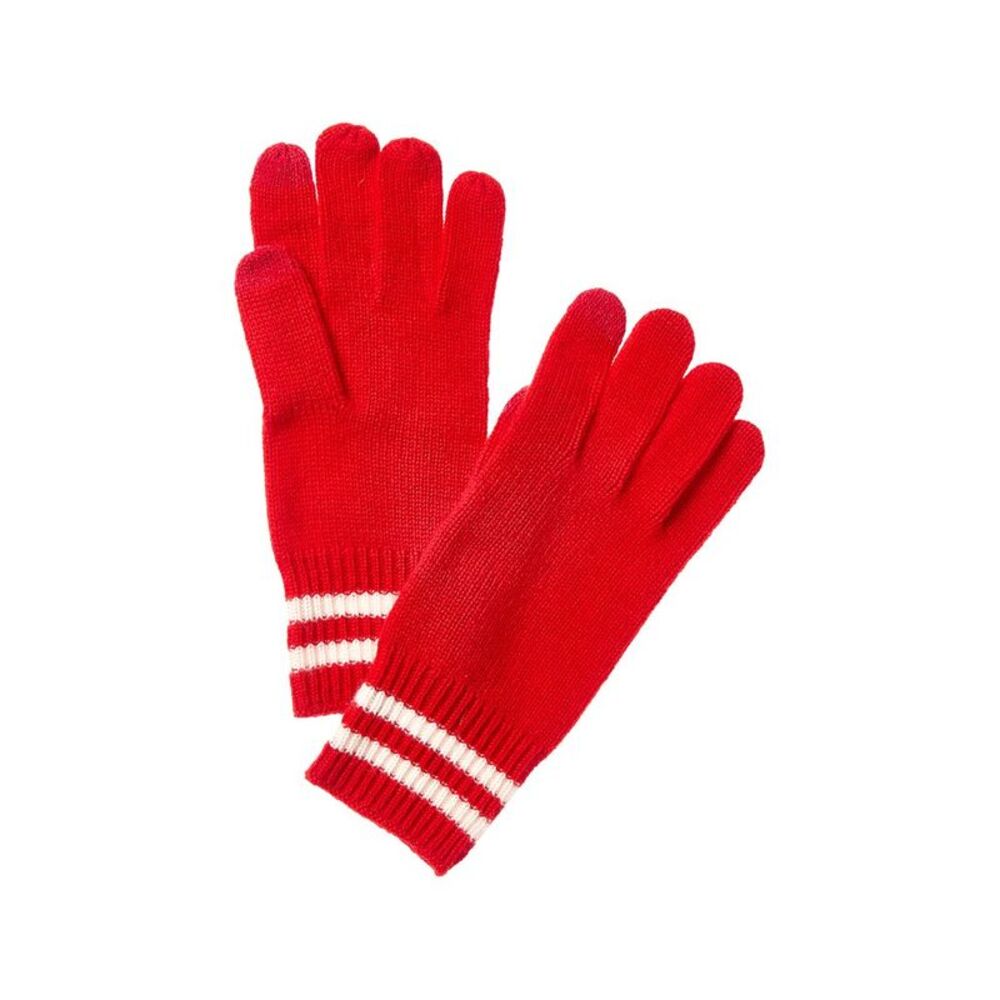 Phenix Double Stripe Cuff Touch Tech Cashmere Gloves, Red